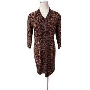 J. McLaughlin Ivana Catalina Cloth Cheetah Dress SZ M Wild Animal Stretch